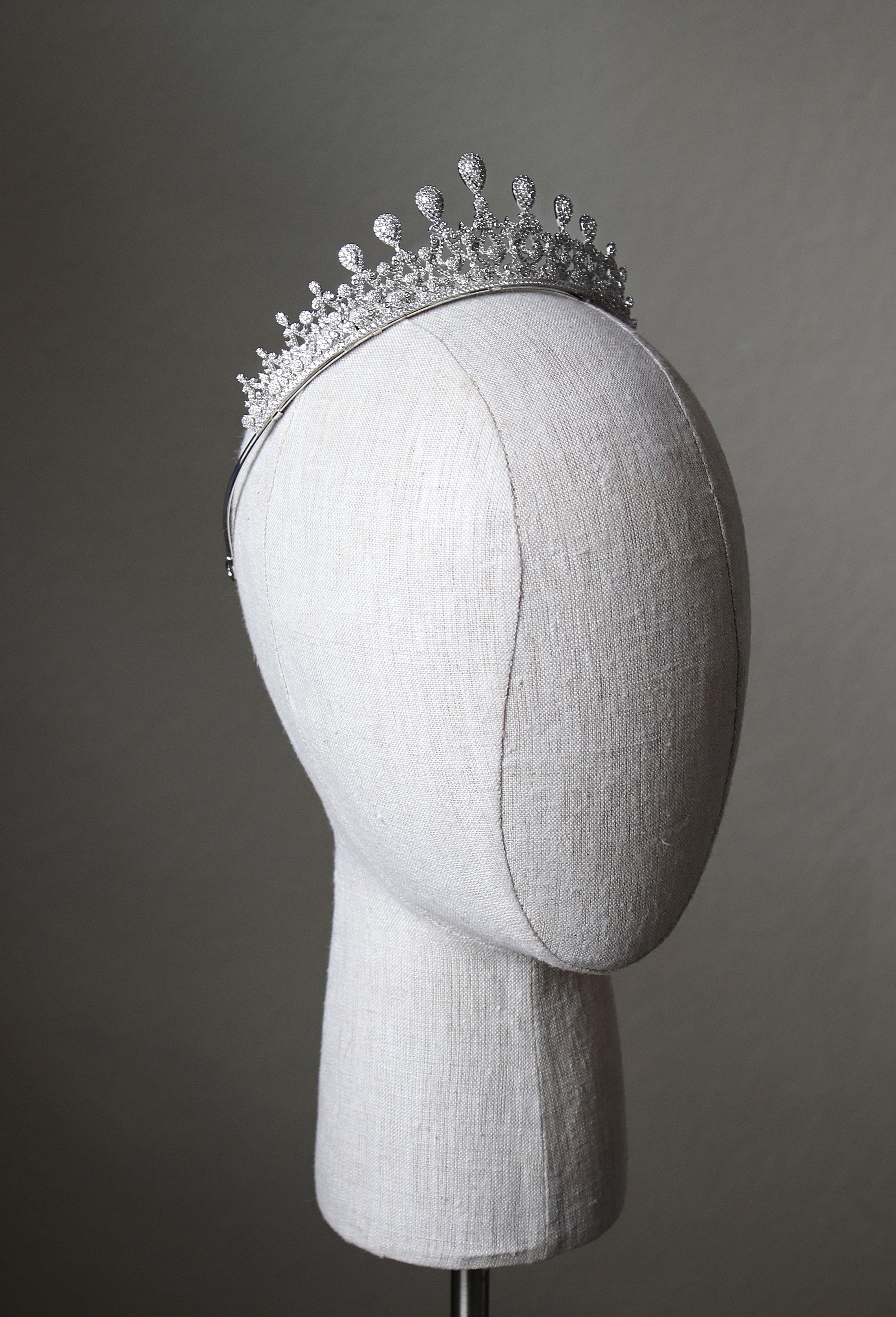 GRACE Simulated Diamond Bridal Tiara - Sparkling Crystal Wedding Headpiece for Bride, Princess, Prom & Special Occasions