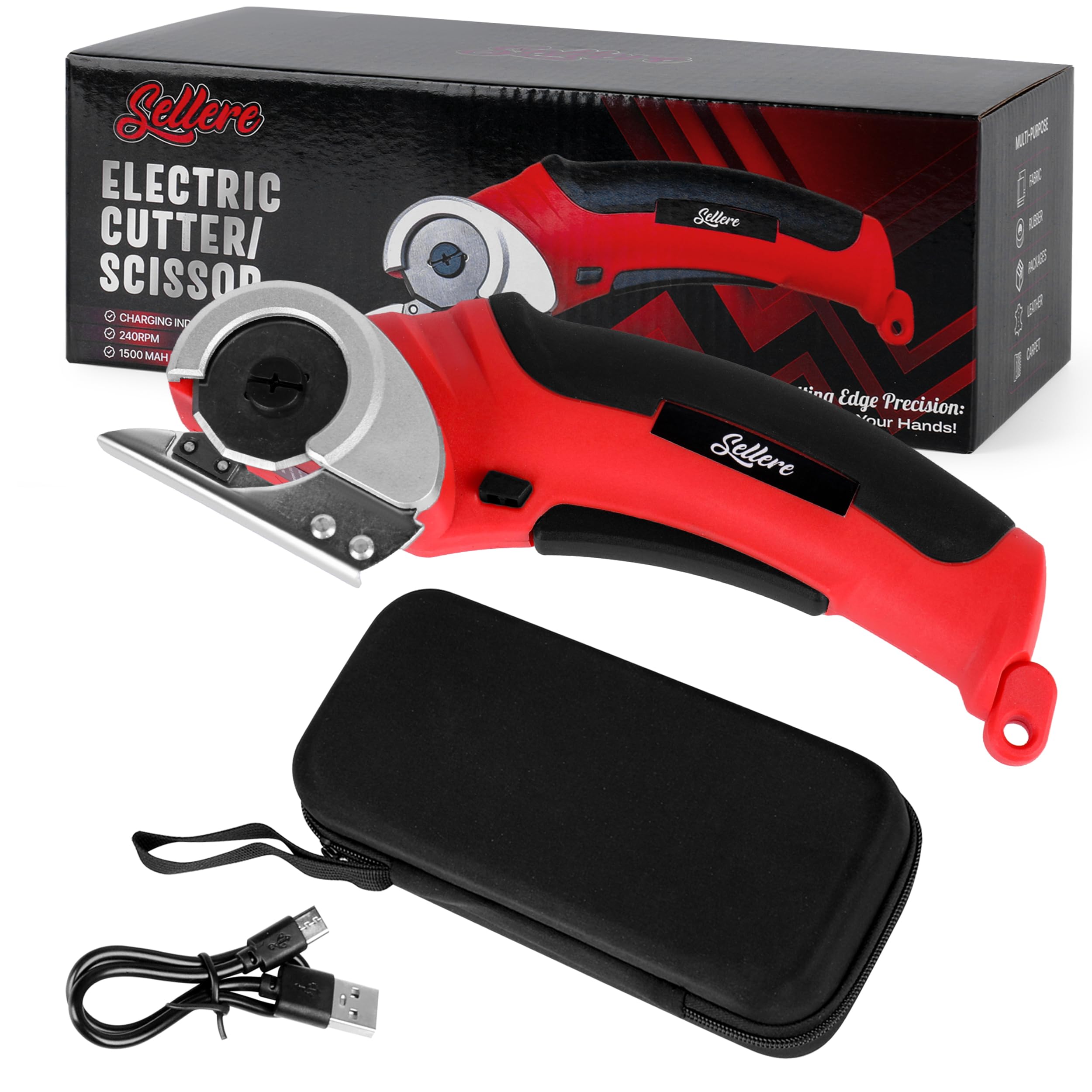 Cordless Electric Cutter - Rechargeable Fabric & Cardboard Cutting Tool with Carrying Case | Perfect for DIY Crafts, Home Renovation & Packaging Projects | Durable Plastic Design