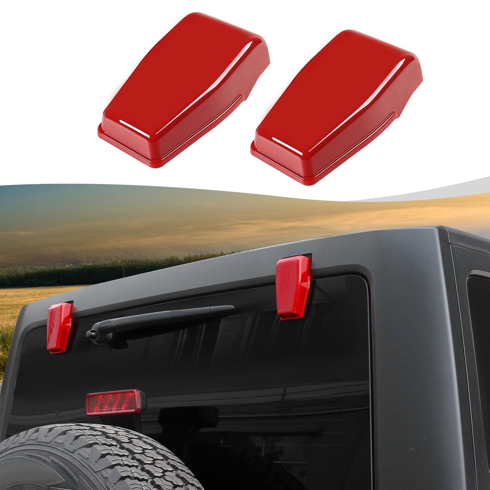 Jeep Wrangler JK JKU Rear Tail Window Hinge Cover Trim - Red Exterior Accessory Compatible with 2007-2018 Models | Durable Protection & Style Upgrade for Off-Road Adventures