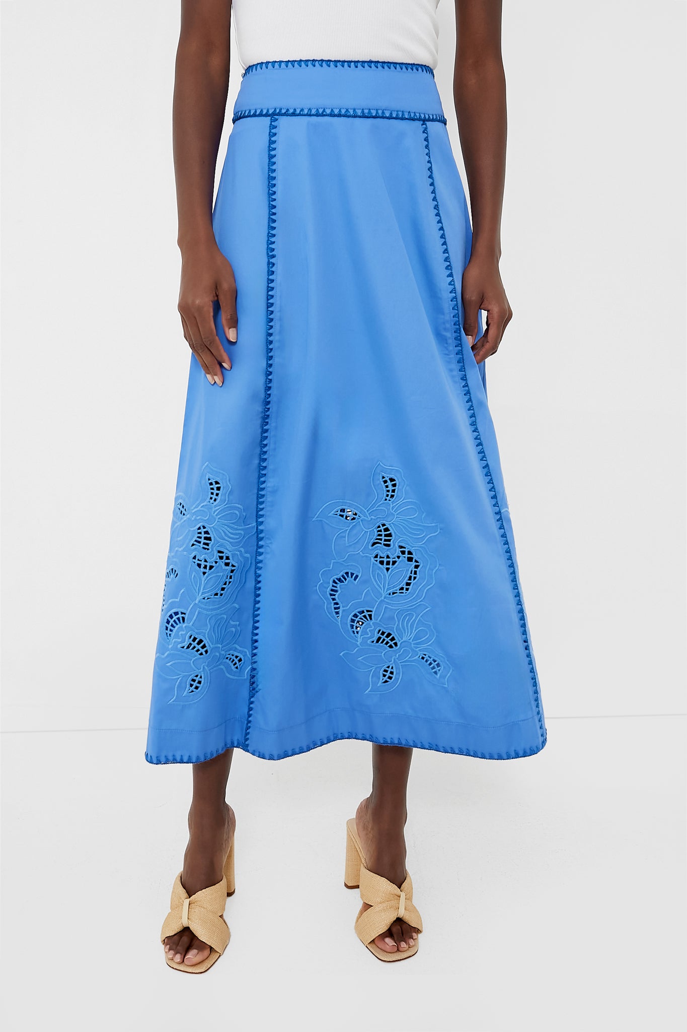 Blue Rosalie Skirt for Women - Flowy Midi Skirt with Pockets | Perfect for Summer, Beach, Office & Casual Outfits