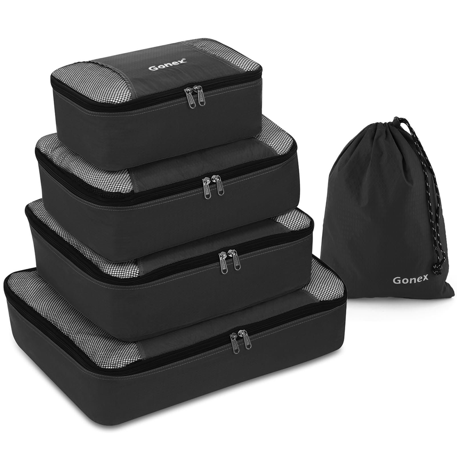 Gonex 9-Piece Packing Cubes Set - Lightweight Travel Luggage Organizers with Laundry Bag for Suitcases | Carry-On Essentials | Perfect for Business Trips, Vacations & Weekend Getaways