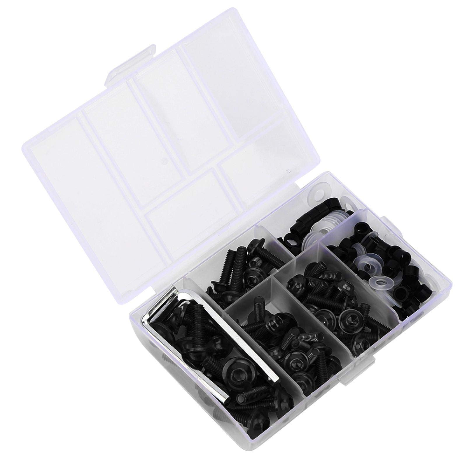 Universal Fairing Bolts Kit - 158Pcs Motorcycle Fasteners (Black) for Bike Maintenance & Repair