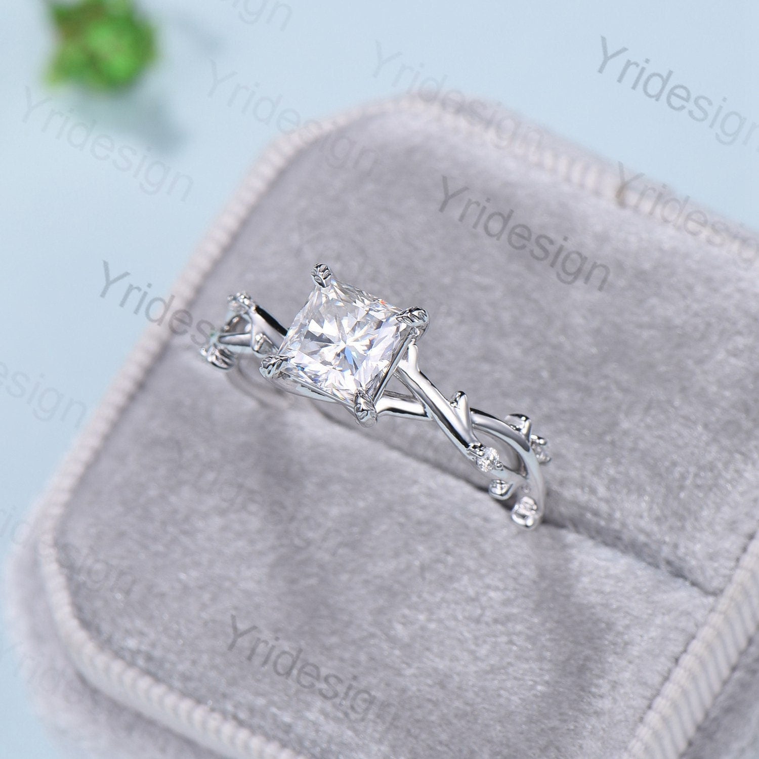 2CT Princess Cut Moissanite Engagement Ring - Nature Inspired Leaf Branch Design, Unique Twig Wedding Band, Promise Ring Gift for Her - Perfect for Proposals, Anniversaries & Special Occasions