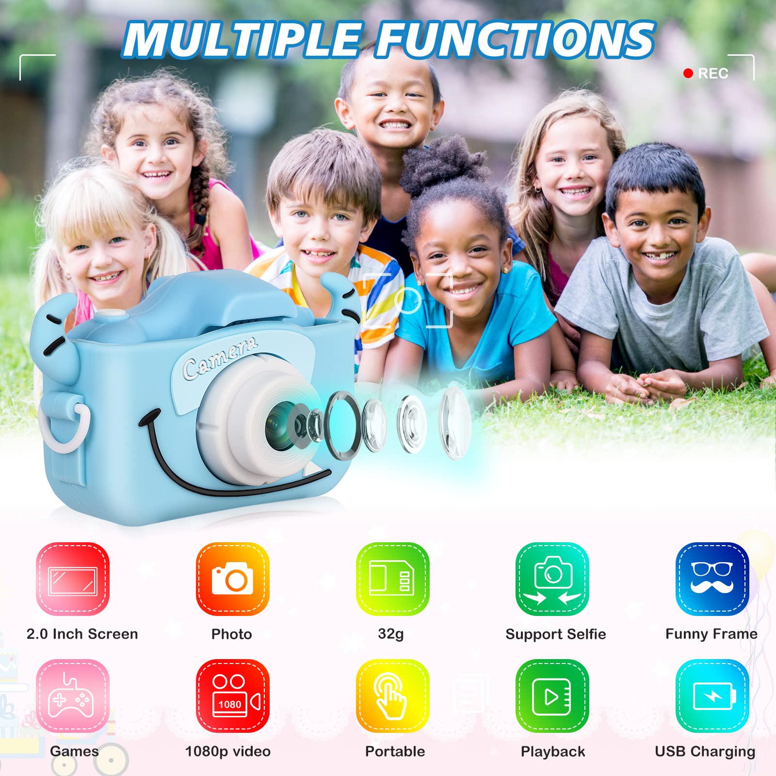 **HD Kids Digital Camera for Boys & Girls Ages 6-8 - Selfie & Video Camera with 32GB SD Card - Perfect Christmas & Birthday Gift for Toddlers - Capture Fun Moments at Parties, Travel & Family Events**