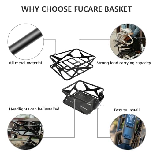Fucare Electric Bike 2-Piece Basket Set - Front & Rear Cargo Rack for Gemini/Libra/Scorpio/Taurus E-Bikes | Perfect for Groceries, Commuting & Outdoor Adventures