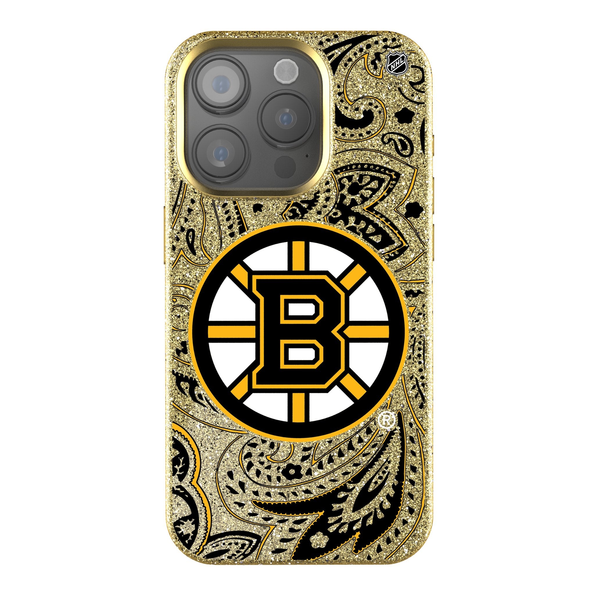 Boston Bruins Paisley Bling Rhinestone Phone Case for iPhone & Samsung - Stylish Protective Cover for Hockey Fans, Game Day & Everyday Use