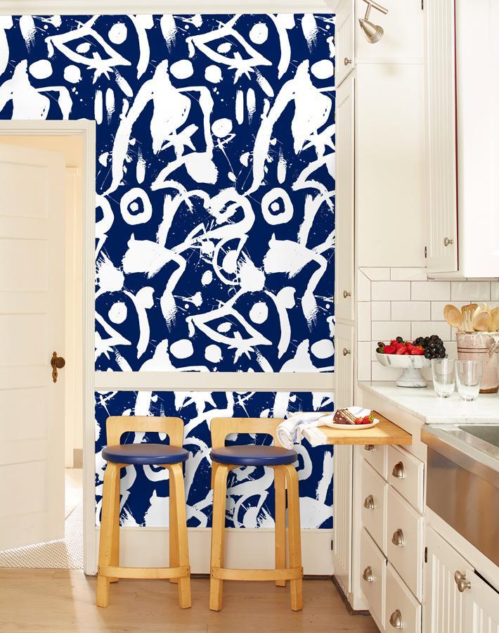 Chris Benz 'El Quijote' Navy Blue Wallpaper - Premium Peel & Stick Removable Wallpaper for Living Room, Bedroom, Nursery Decor