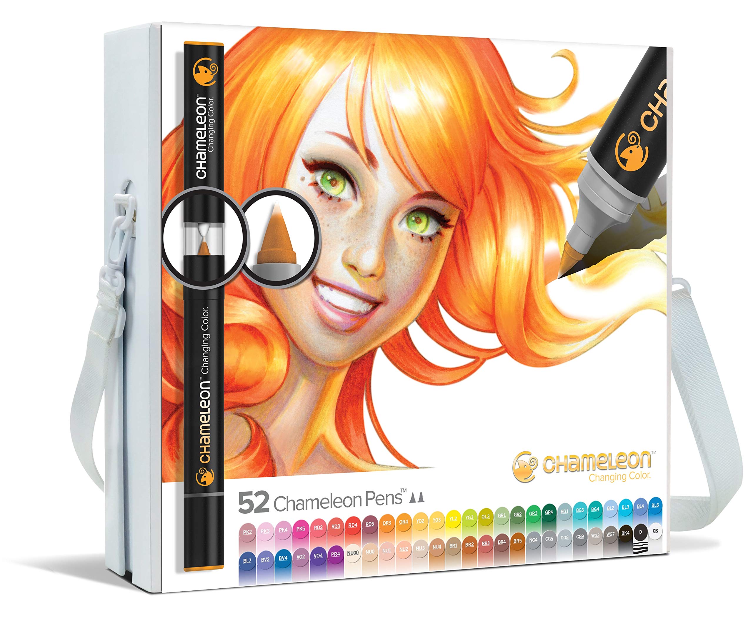 Chameleon 52-Piece Premium Marker Pen Set for Artists - Vibrant Colors, Blending & Shading - Perfect for Adult Coloring Books, Sketching & Illustration