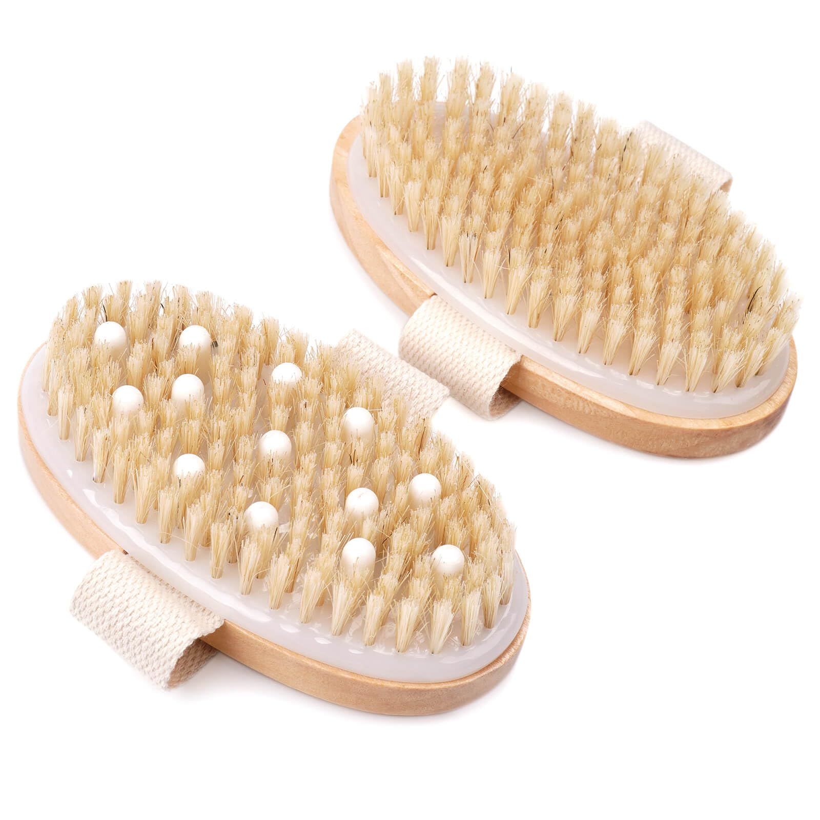 2 Pack Dry Body Brush for Lymphatic Drainage & Cellulite - Exfoliating Skin Care for Healthy Glow at Home Spa