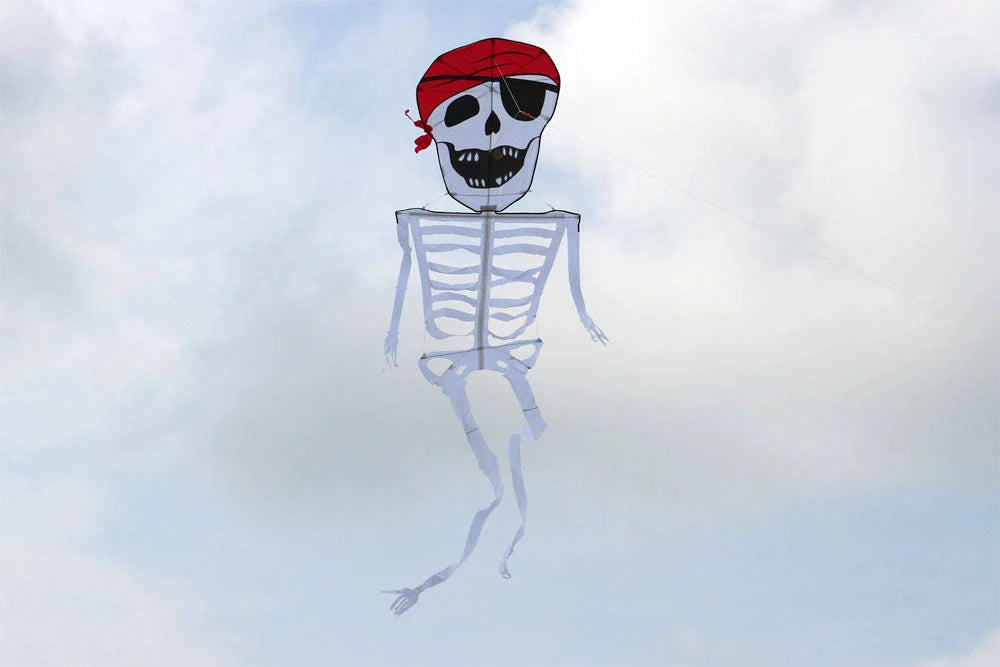 21 Foot Pirate Skeleton Kite - Giant Flying Halloween Decoration for Outdoor Parties, Beach & Park Fun