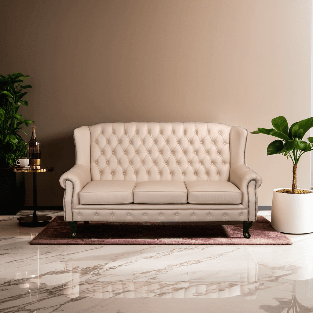 Premium Chesterfield Highback Leather Sofa – Luxurious Genuine Leather Upholstery for Living Room, Office & Lounge – Classic Tufted Design with High Comfort Back Support