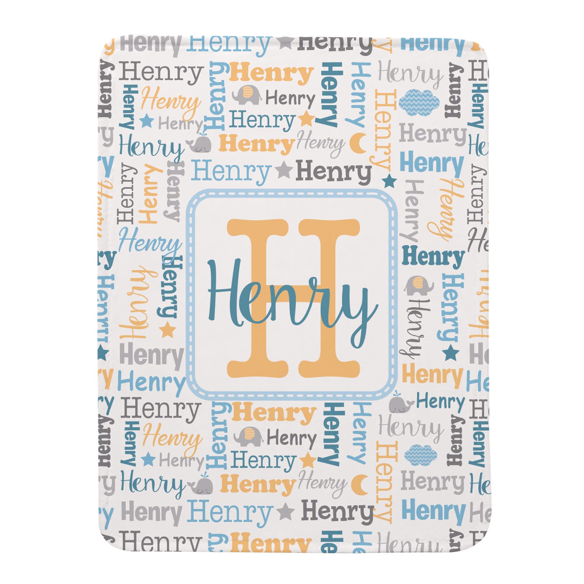 Personalized Baby Blanket with Name - Blue Nursery Decor for Baby Shower Gifts
