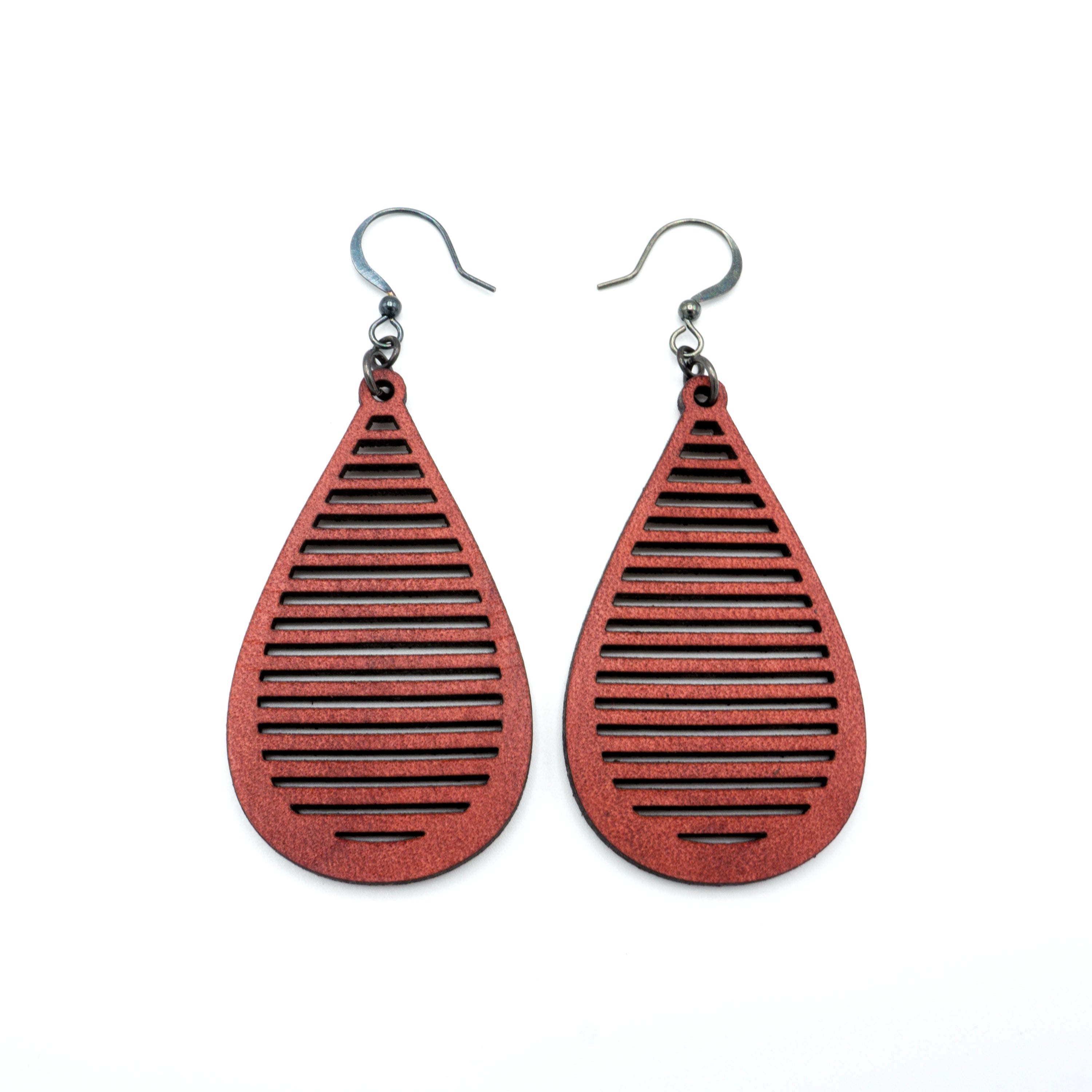 Handmade Red Leather Drop Earrings for Women - Boho Chic Dangle Earrings for Casual & Party Wear
