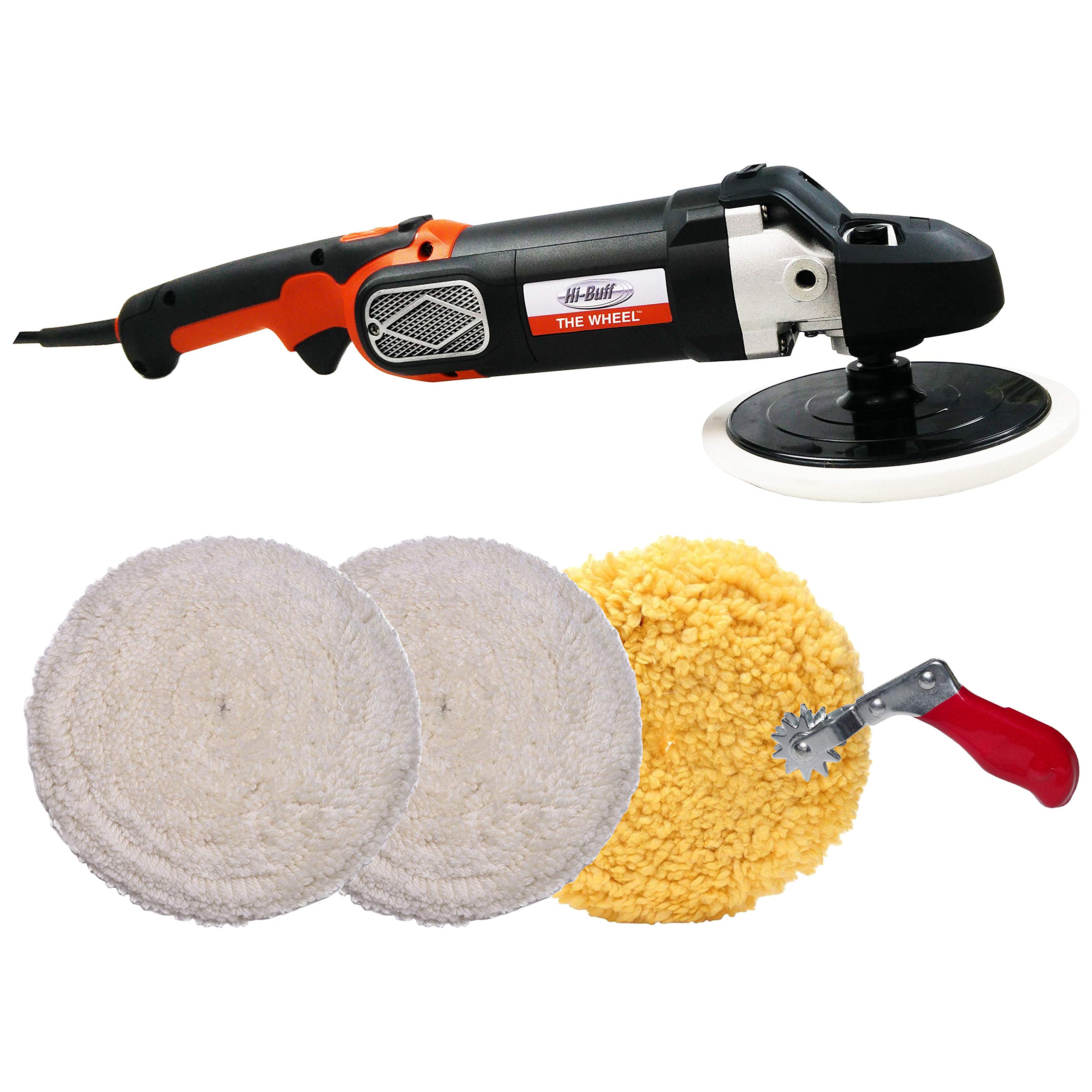 Variable Speed Rotary Buffer Polisher for Car & Boat Detailing - Complete Car Polishing Kit with Buffing Pads, Polishing Pad & Wool Pad Cleaning Tool | Perfect for Auto Detailing, Marine Waxing & Surface Restoration