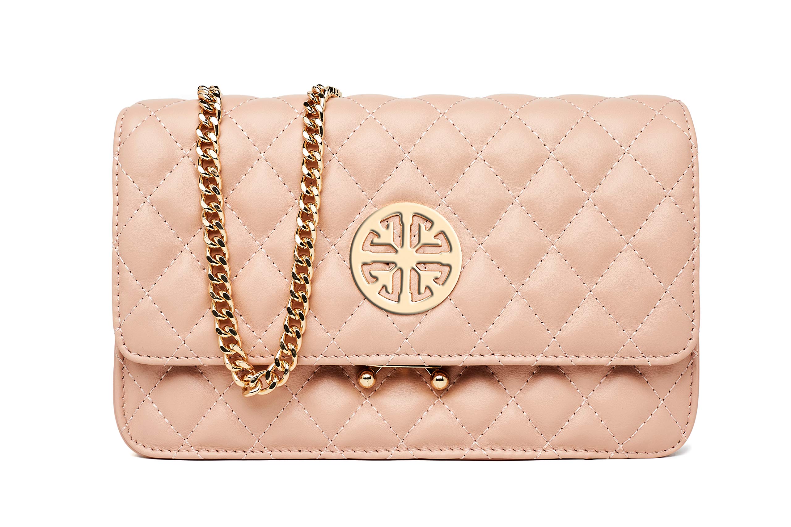 Chrysansmile Genuine Leather Quilted Crossbody Bag for Women - Stylish Shoulder Purse with Detachable Chain - Perfect for Work, Travel & Evening Out