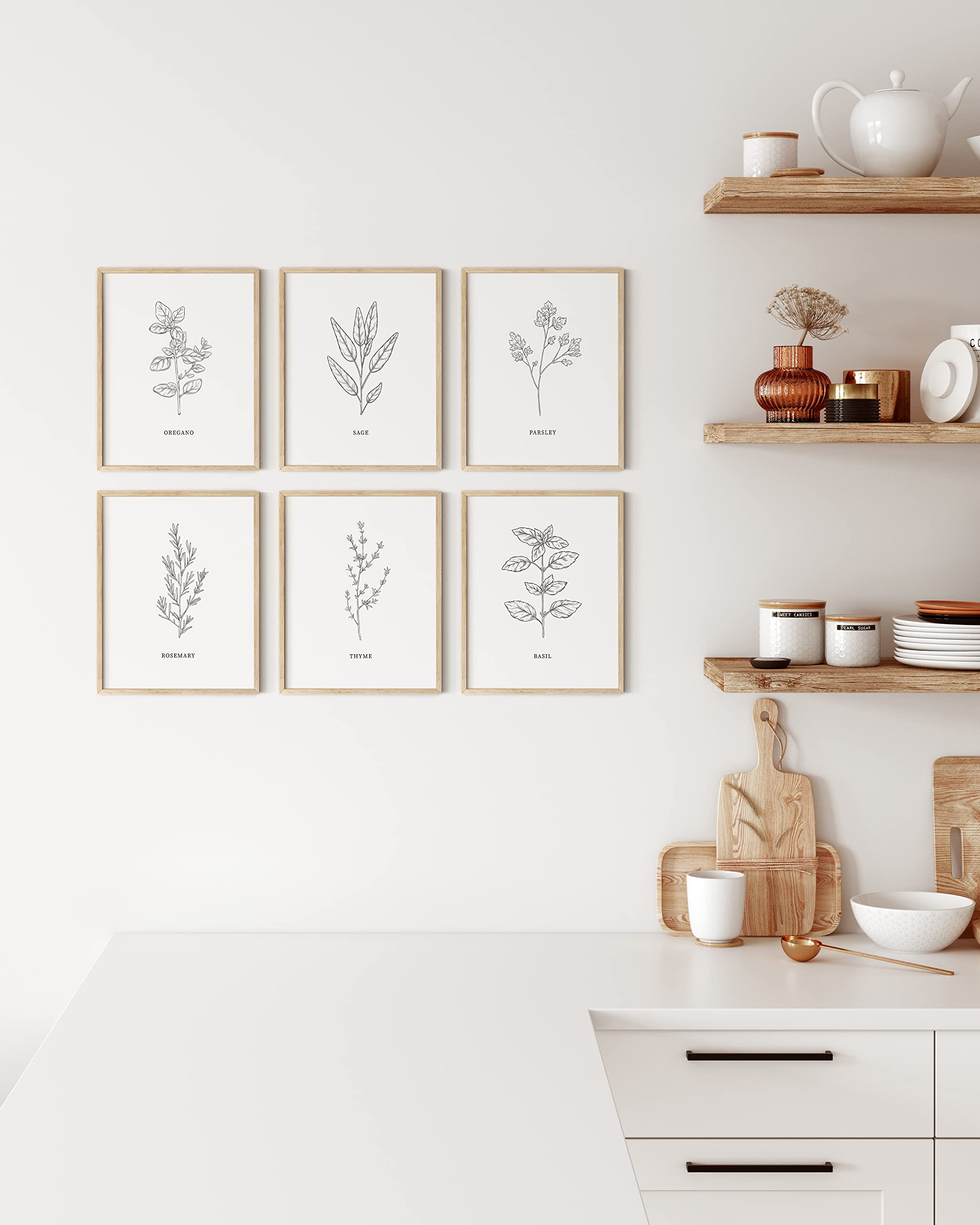 HAUS AND HUES Set of 6 Floral & Botanical Wall Art Prints - 11x14 Beige Framed Plant Posters, Flower Art for Home Decor | Perfect for Living Room, Bedroom, Office & Nursery Wall Decor