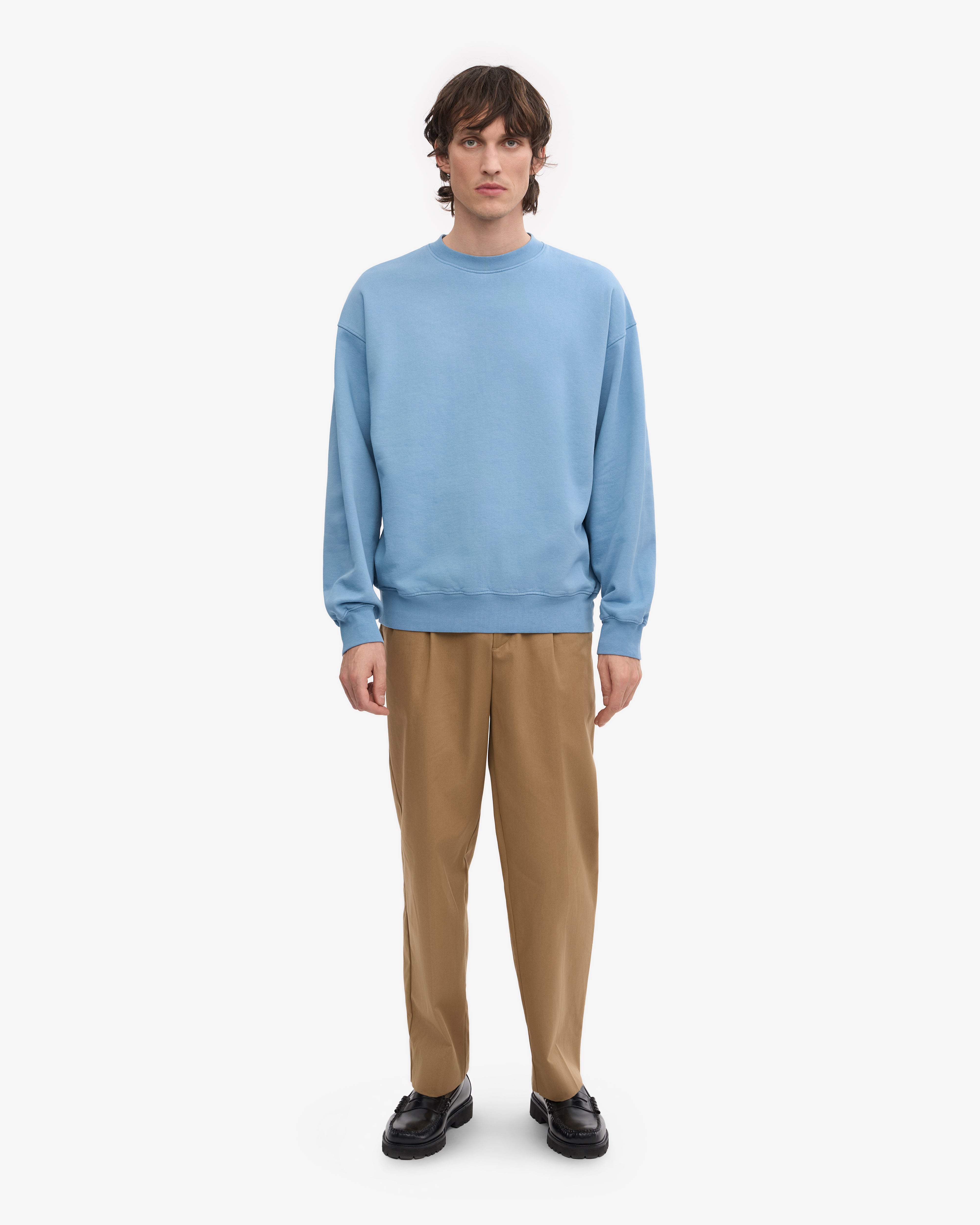 Organic Oversized Crewneck Sweatshirt - Seaside Blue - Soft & Comfortable Unisex Pullover for Casual Wear, Loungewear & Outdoor Activities