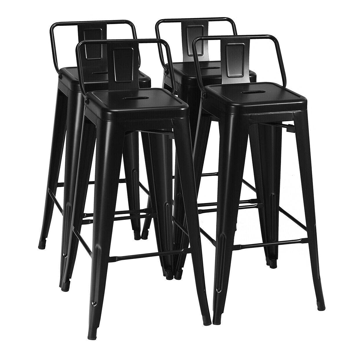 4 PCS Black Metal Bar Stools 30