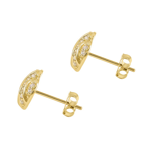 14K Yellow Gold Heart Cubic Zirconia Earrings for Women - Elegant Modern Stud Earrings for Valentine's Day, Anniversary, Wedding & Everyday Wear