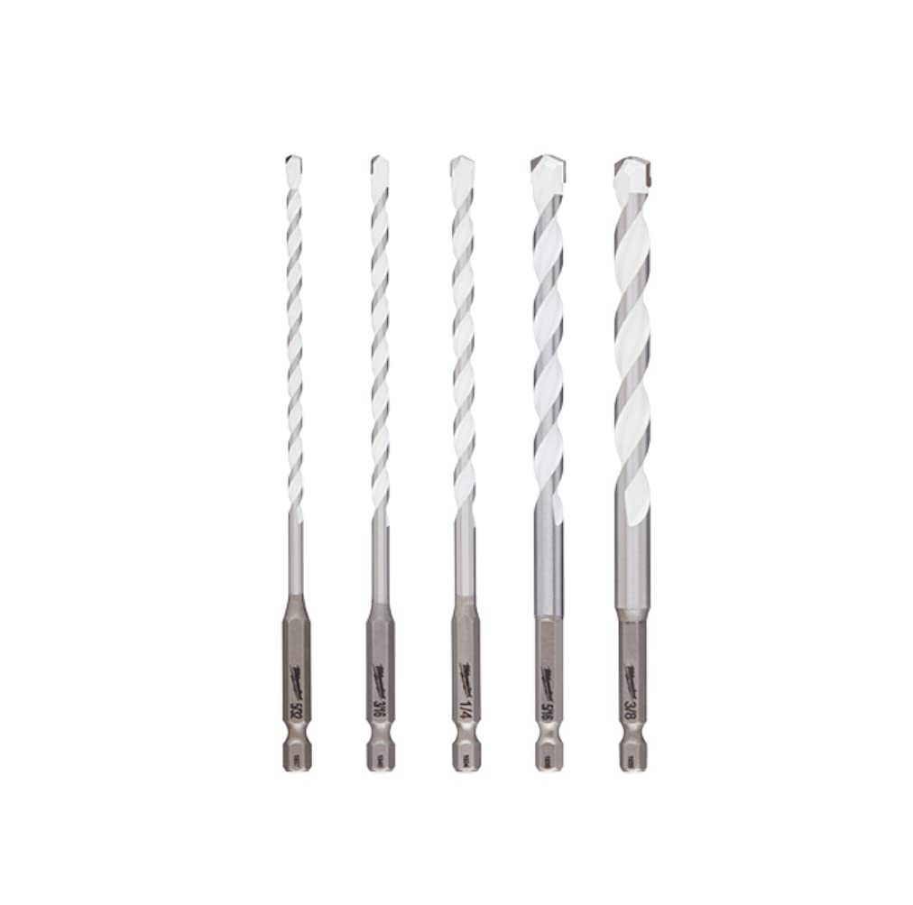 Milwaukee 5-Piece Shockwave Carbide Multi-Material Drill Bit Set - Perfect for Wood, Metal & Masonry Drilling | Heavy Duty Construction & DIY Projects