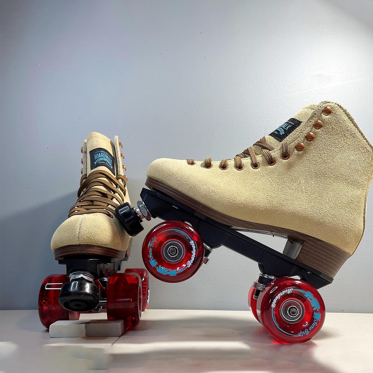 Sure Grip Tan Boardwalk Outdoor Roller Skates for Men & Women - 65mm Wheels, Nylon Sole, ABEC 3 Bearings, 5/8