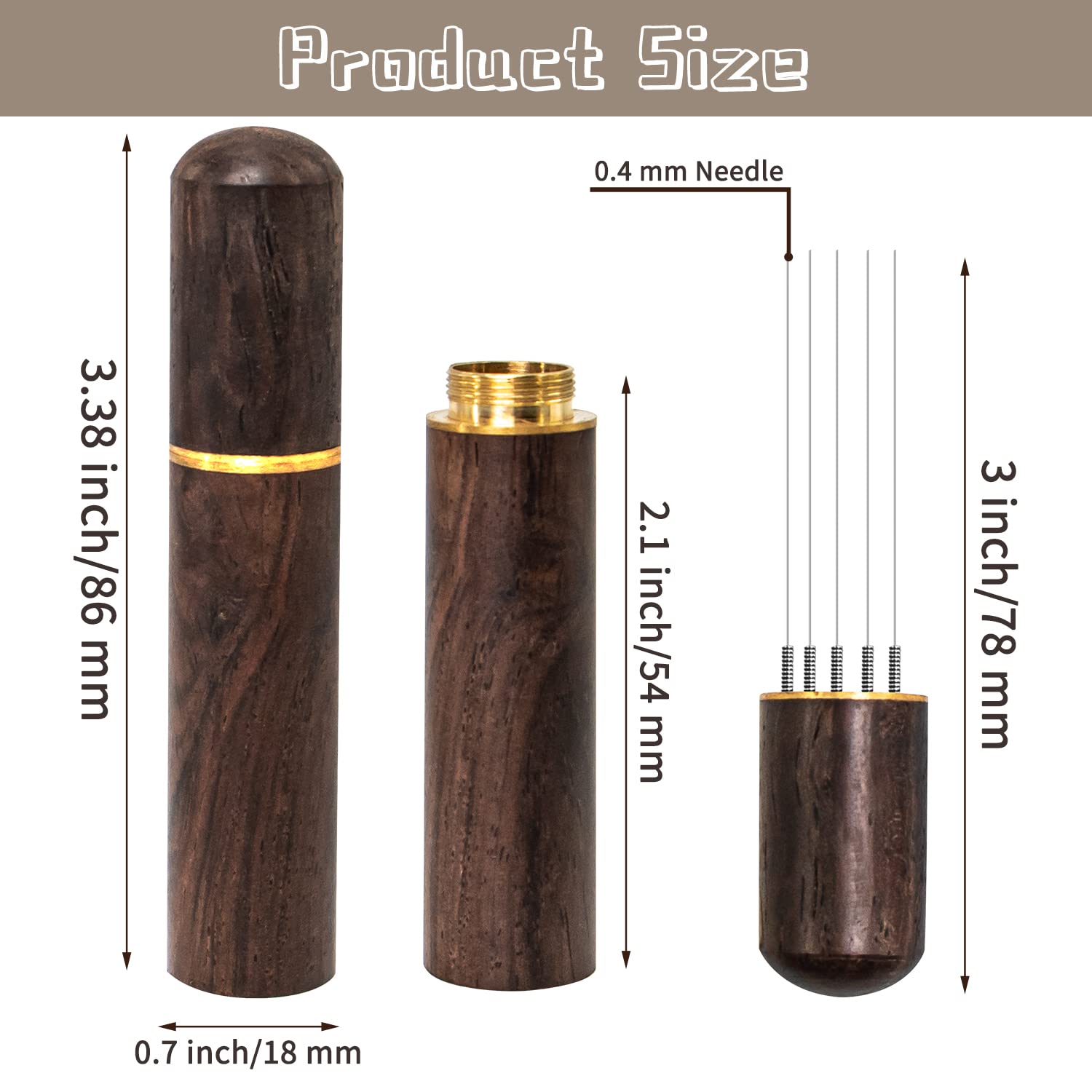 Professional Espresso Coffee Stirrer - 5 Needle Barista Tool with 0.4mm Needles & Natural Wood Handle - Perfect for Even Coffee Ground Distribution - Ideal for Home Baristas and Coffee Shops