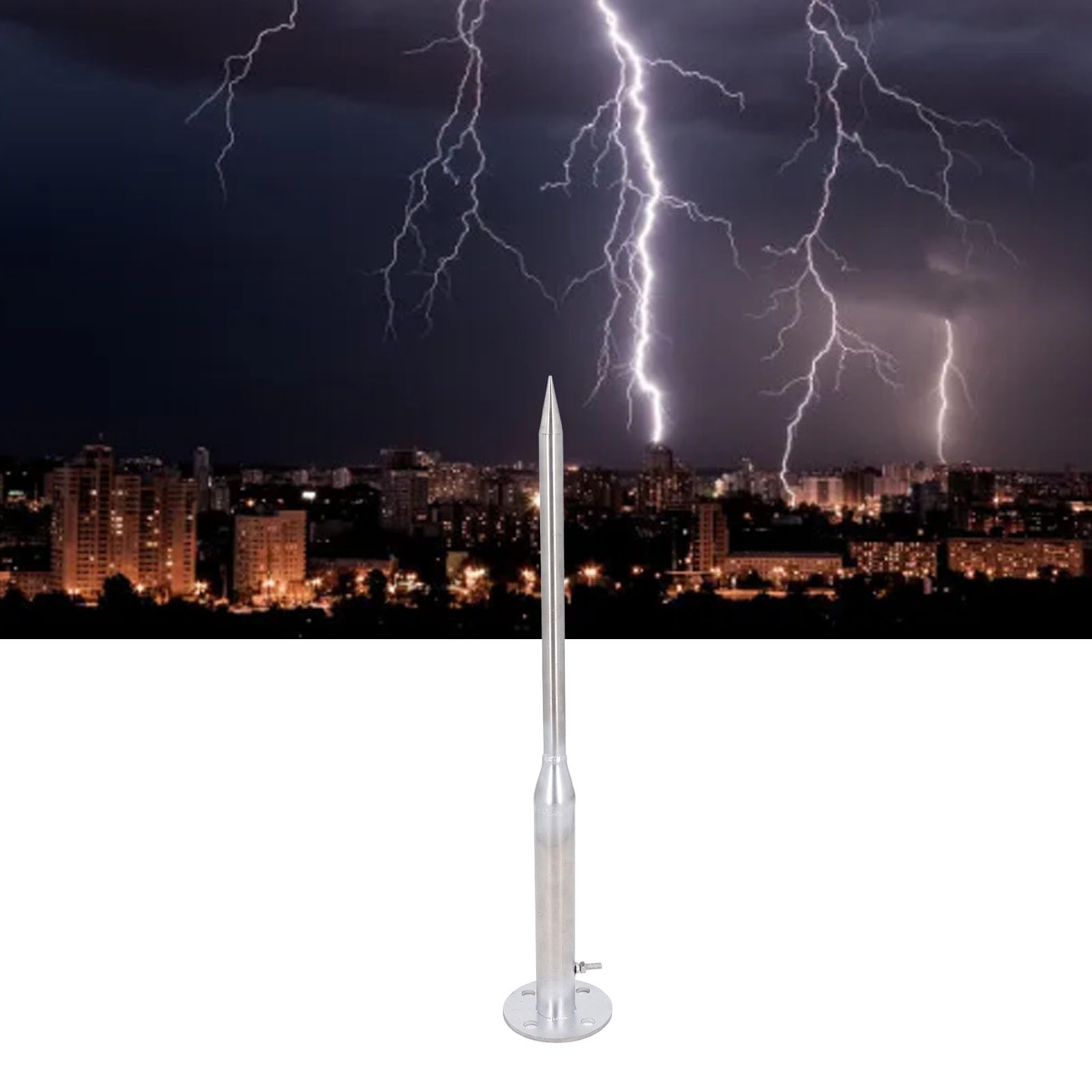 50cm Stainless Steel Roof Lightning Rod Protection Pole - Home & Building Safety Lightning Protection System for Stormy Weather & High-Rise Structures