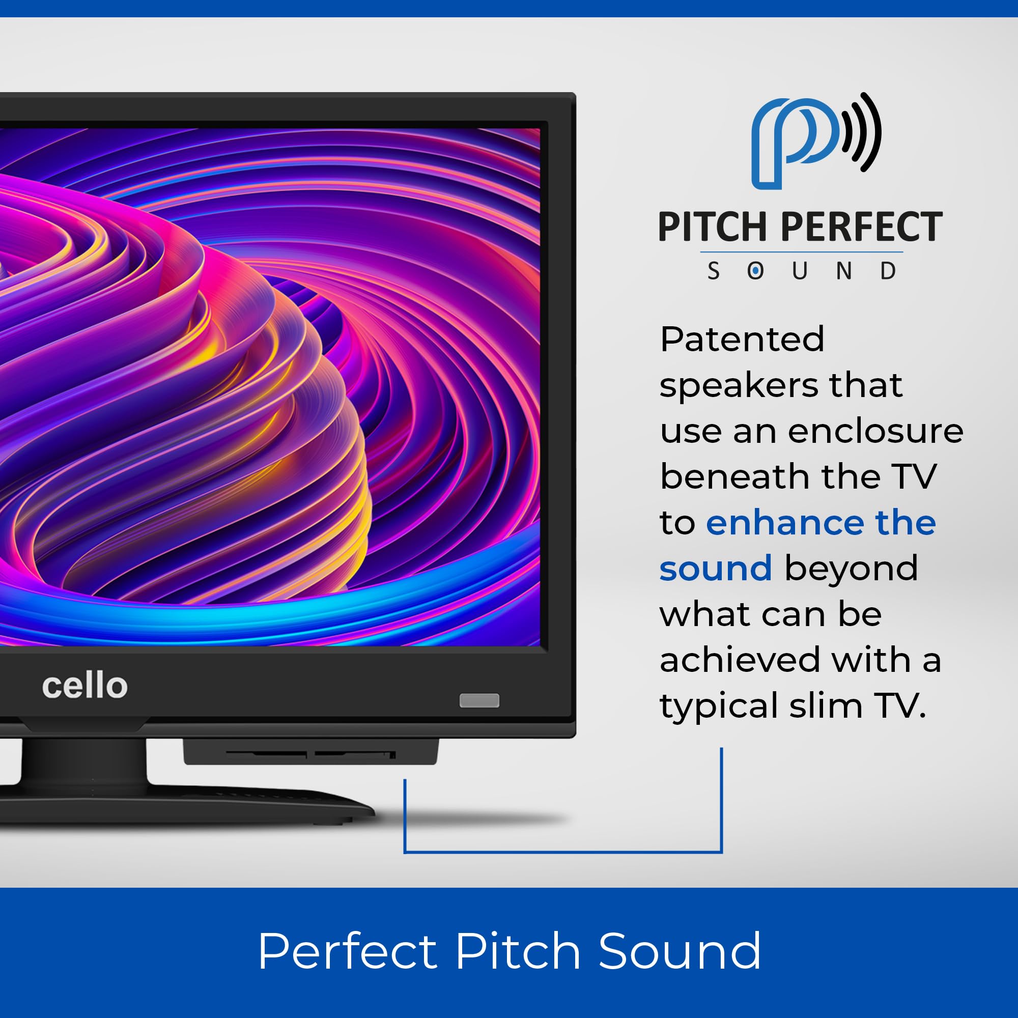 Cello 12V 16-Inch Smart TV with Ultrafast WebOS, Freeview Play, FreeSat, Bluetooth, Pitch Perfect Speakers, Prime Video, Apple TV & BBC | Compact TV for Campervans, HGVs, Boats & Off-Grid Living