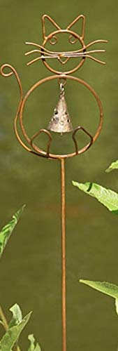 Vintage Graffiti Cat Garden Stake with Bell - Outdoor Decor for Yard, Patio, and Flower Beds