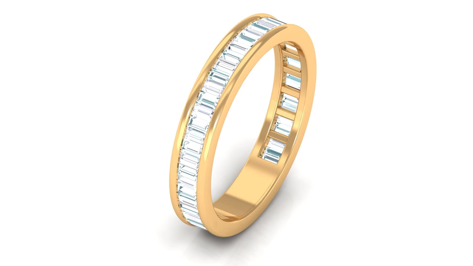 **Aquamarine and Diamond Half Eternity Ring – 3/4 CT Channel Set Baguette Cut in 14K Solid Gold – Perfect for Engagement, Anniversary & Special Occasions**