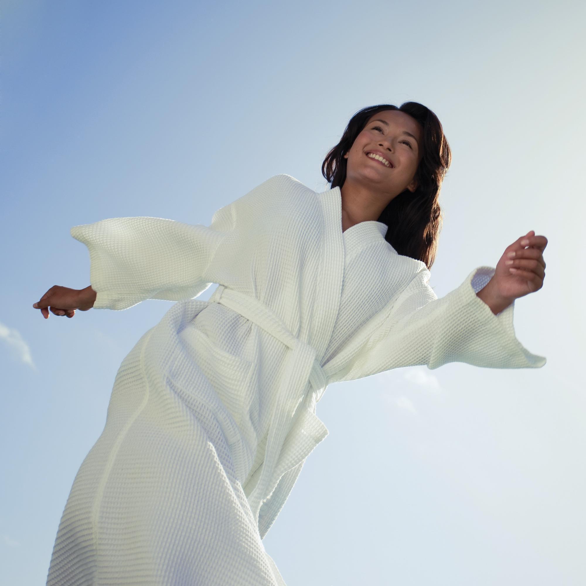 Boca Terry Waffle Weave Kimono Robe for Women - Soft & Absorbent Bathrobe - Spa, Lounge & Home Relaxation Wear