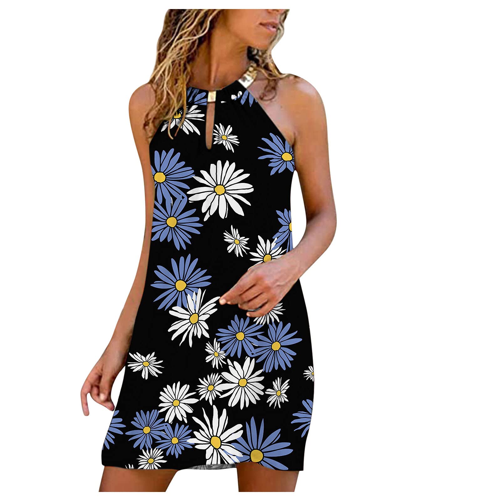 Floral Print Loose Strapless V-Neck Summer Dress for Women - Casual Beach Wear, Party Outfit & Vacation Style