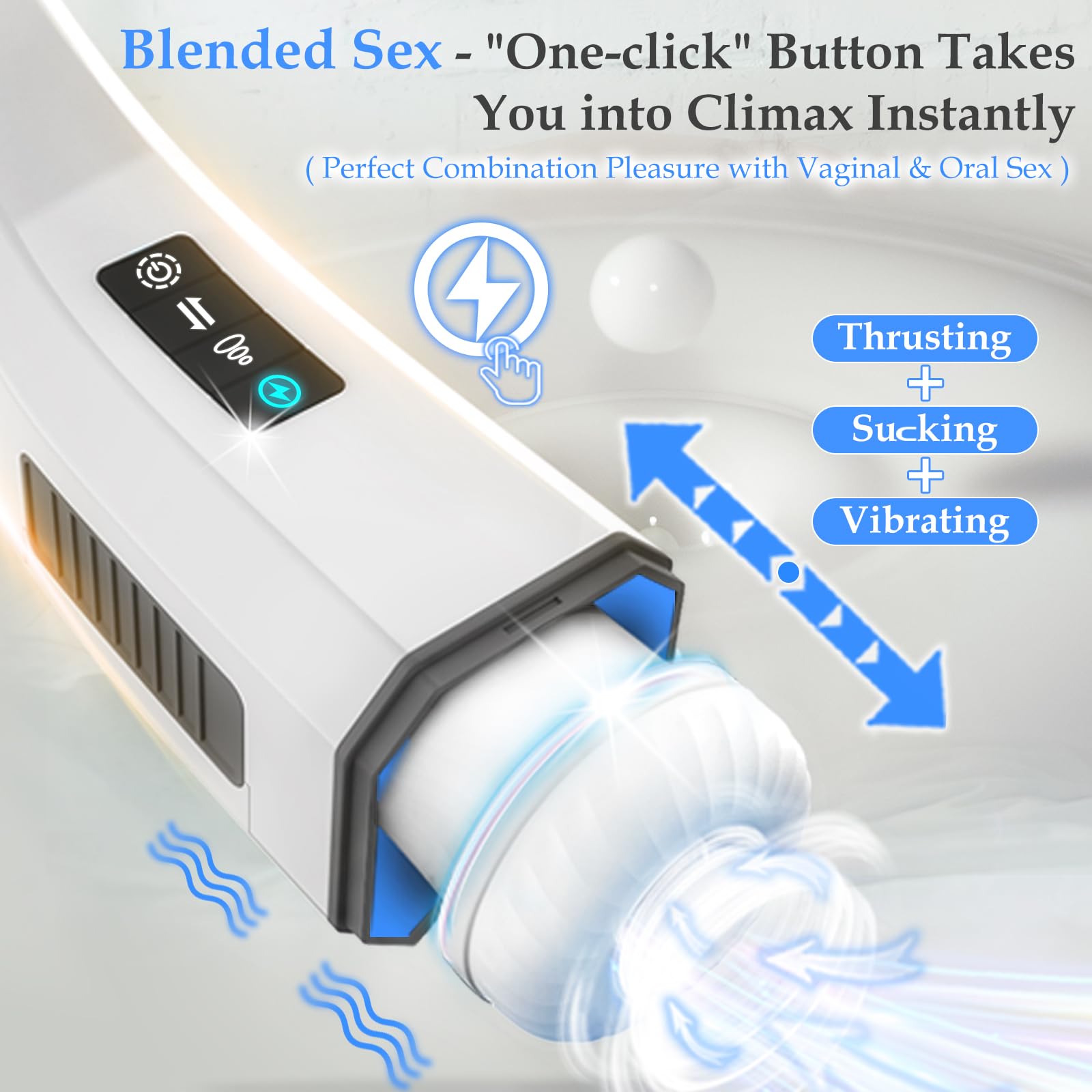3 in 1 Thrusting Sucking Vibrating Automatic Male Masturbator - Hands-Free Adult Sex Toy for Men with Blowjob & Stroking Functions | Realistic Penis Vibrator for Solo Pleasure & Couples Play | Perfect for Travel, Discreet Storage & Stress Relief