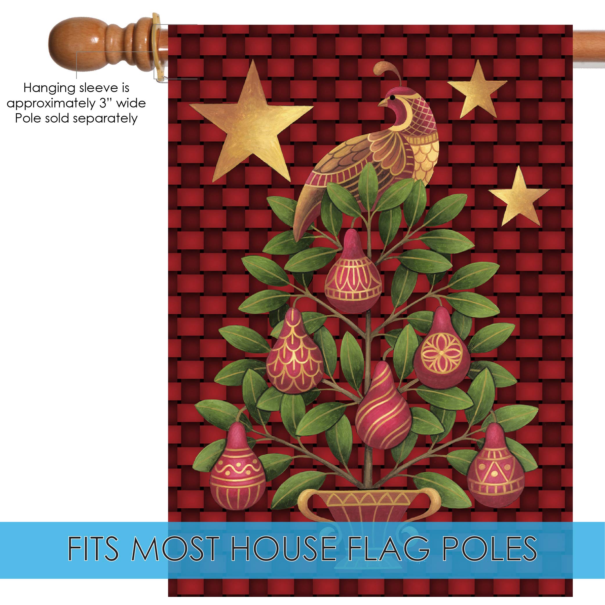 Toland Home Garden 109699 Double Sided Christmas Flag - 28x40 Inch Partridge in a Pear Tree Outdoor Yard Decoration | Holiday House & Garden Decor for Front Porch, Lawn, and Seasonal Festivities