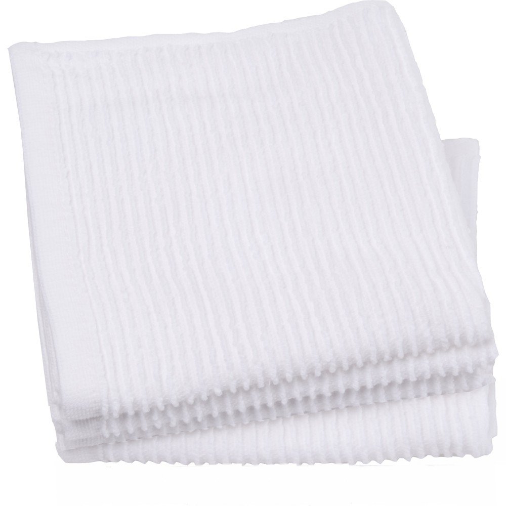 Now Designs Ripple Kitchen Dishcloth Set of 4 - Premium Absorbent White Dish Towels for Washing Dishes, Cleaning Countertops & Drying Hands - Perfect for Kitchen, Dining & Household Use