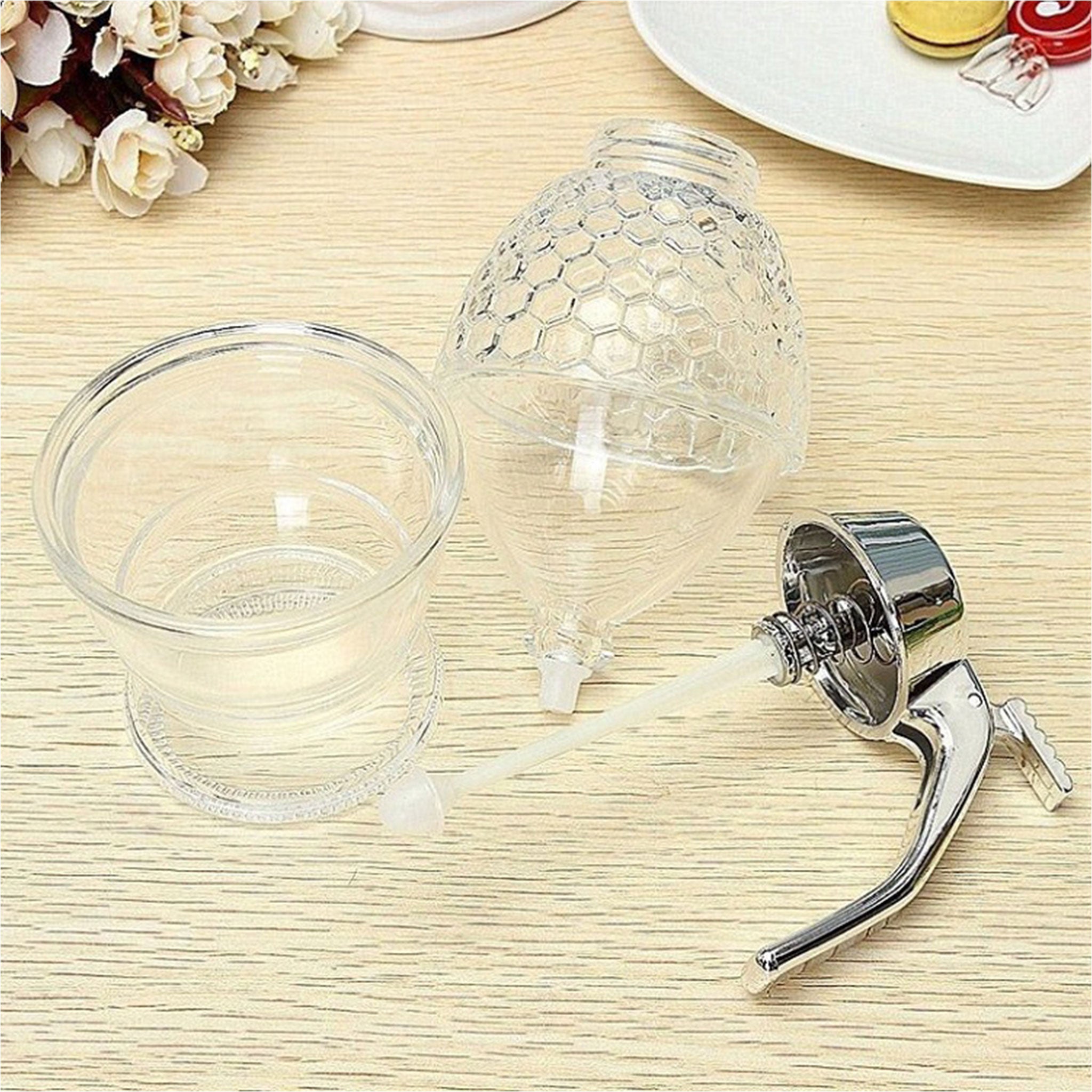 Premium Honey Dispenser Pot - Elegant Beehive Design with Adjustable Flow Control for Tea, Coffee, Toast & Baking | Drip-Free Kitchen Essential