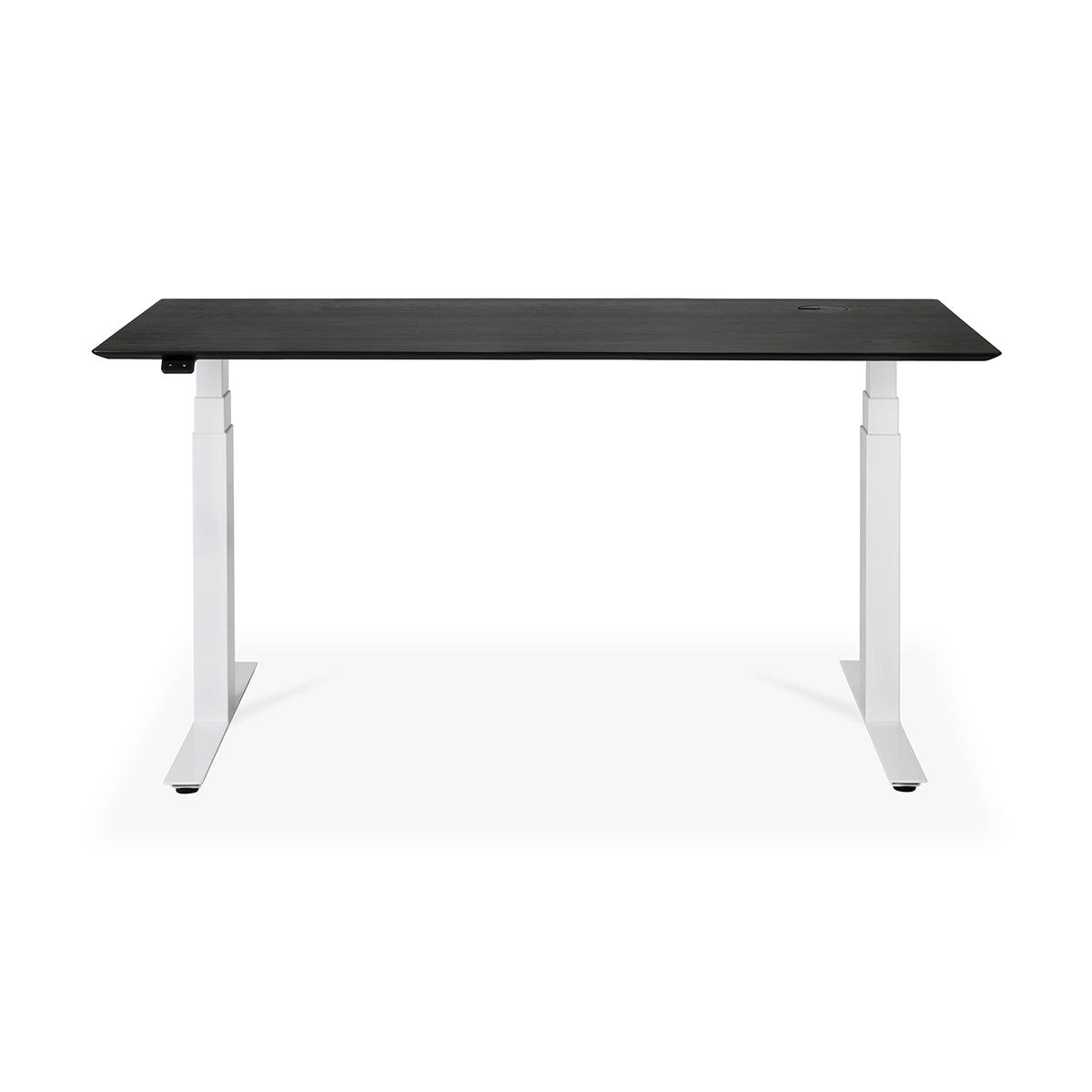 Adjustable Rectangle Office Desk with Cable Management - 160cm (Oak Black, White) | Ergonomic Home & Workspace Solution for Remote Work & Study