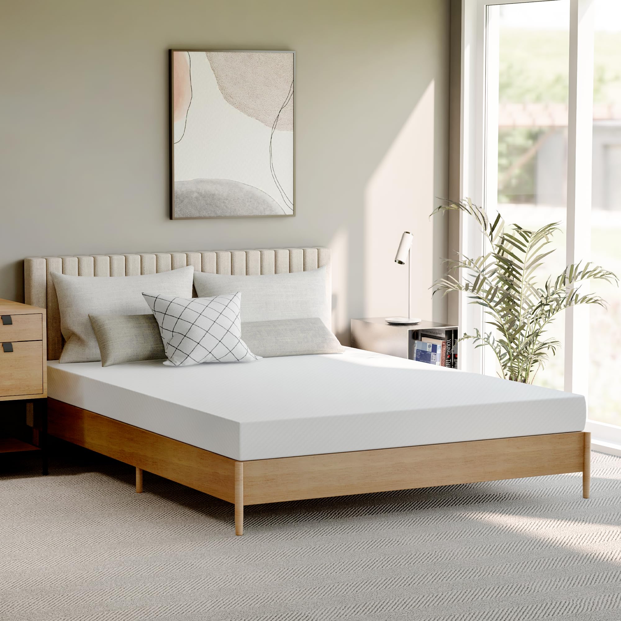 6 Inch Queen Cooling Memory Foam Mattress - Medium Firm, CertiPUR-US Certified, Pressure Relieving & Temperature Regulating - Fiberglass Free Mattress-in-a-Box for Back Pain Relief & Cool Sleep - Perfect for Hot Sleepers & Side Sleepers (Queen, 6 Inch)