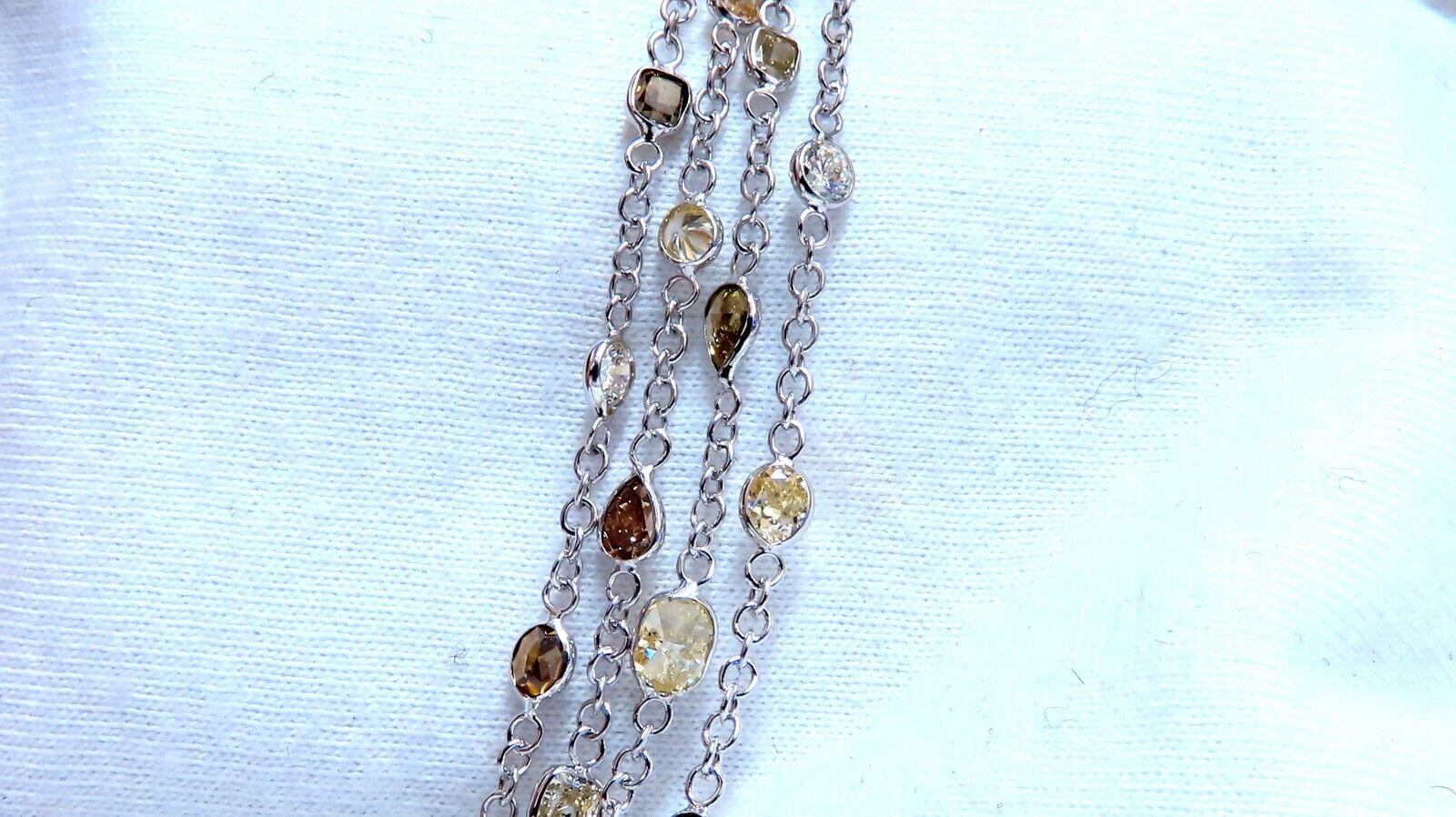 28.18ct Natural Multicolored Fancy Colored Diamond Necklace - 18K Gold 3-Strand Luxury Jewelry for Women, Perfect for Weddings, Parties & Special Occasions