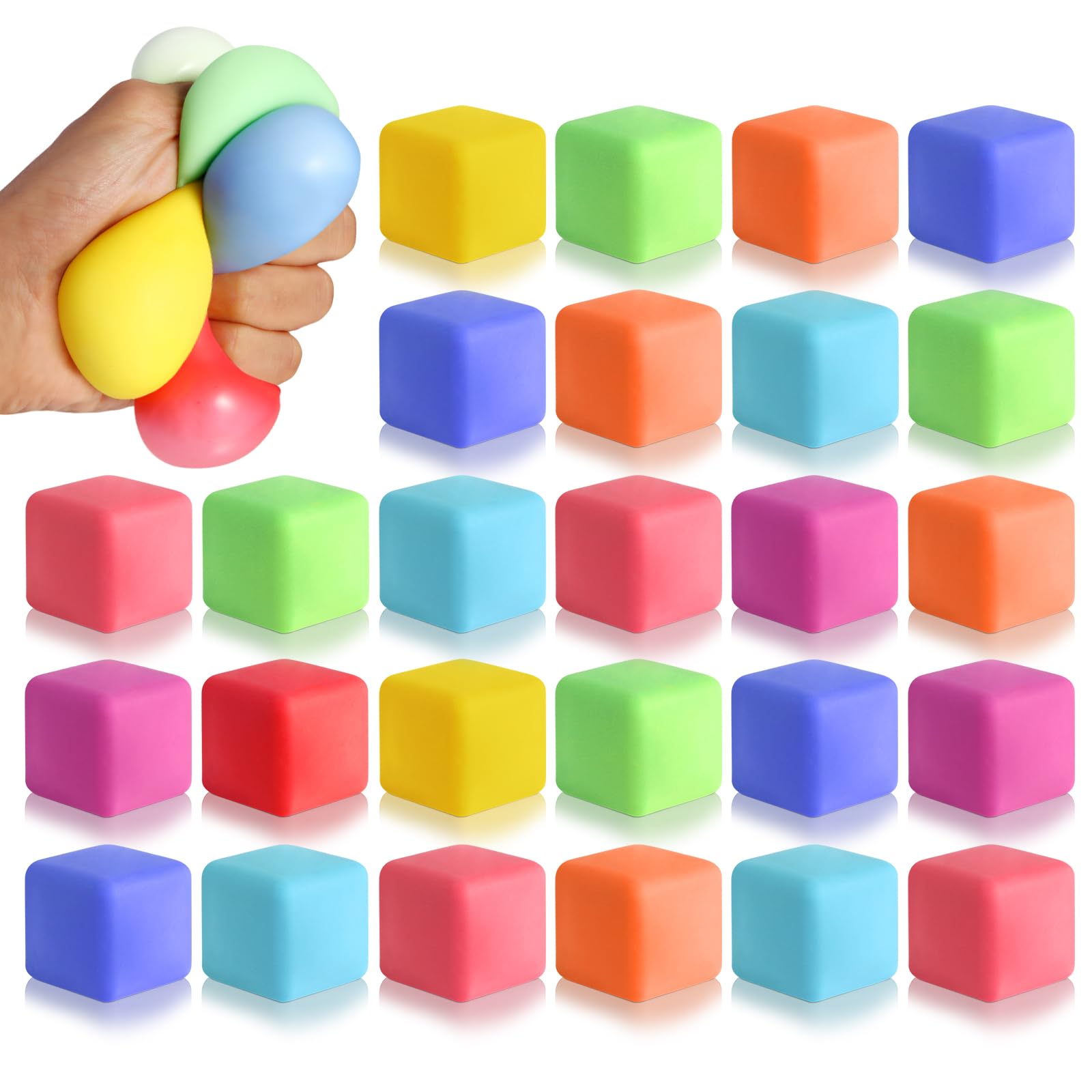 40 Pack Slow Rising Stress Cube Fidget Toys for Kids & Adults - Squishy Sensory Balls, Stretch Pull Square Fidgets for Classroom, Office, Party Favors - Anxiety Relief, ADHD Focus Aid, Desk Toy for Work & Study