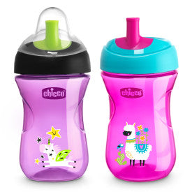 Chicco Sport Spout Trainer Sippy Cup for Babies 9 Months+ | 9oz Leak-Proof Spill-Proof Cup (2-Pack) | Ideal for On-the-Go, Daycare & Learning Independent Drinking