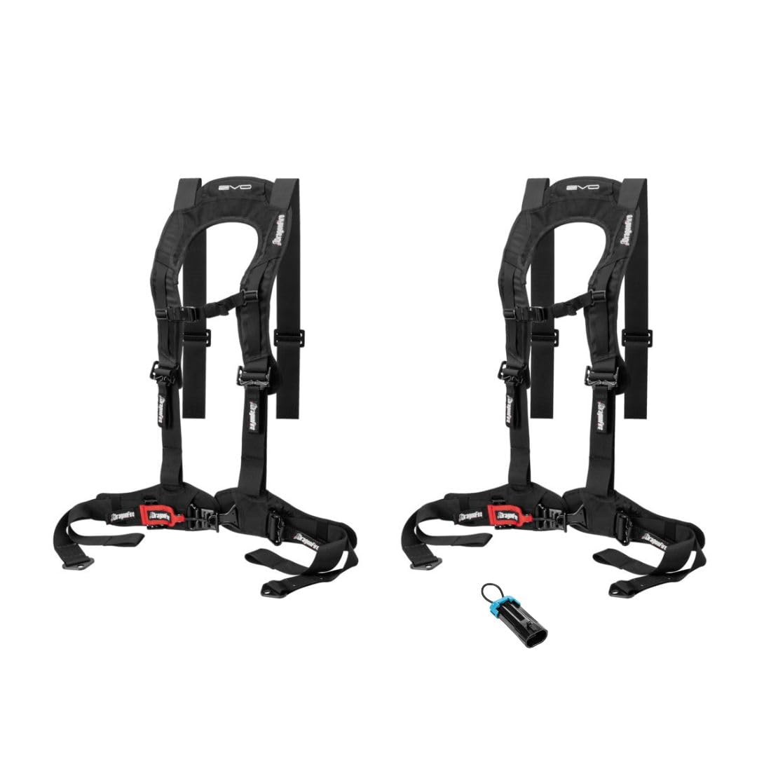 Dragonfire Racing 4-Point Harness EVO Set of 2 with Override Plug - Compatible with Polaris & Can-Am UTVs | Off-Road Racing Safety Gear for Dune Bashing & Trail Riding