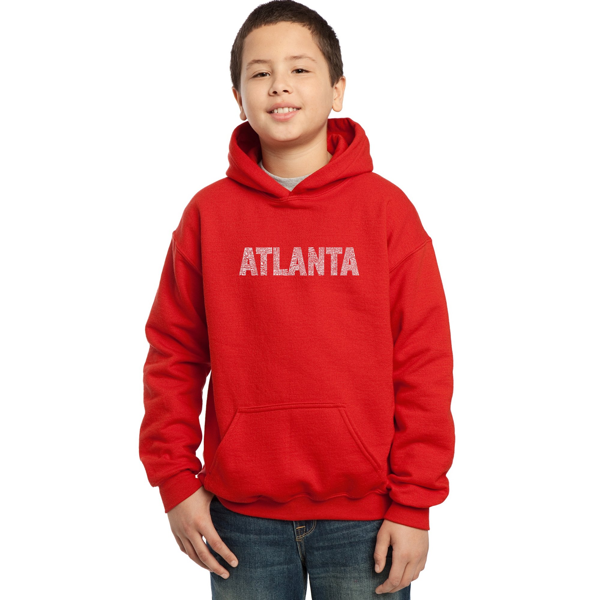 LA POP ART Boys' Graphic Hoodie - Atlanta Neighborhoods Design | Trendy Streetwear for Teens, Urban Fashion, Casual Wear for School & Outings