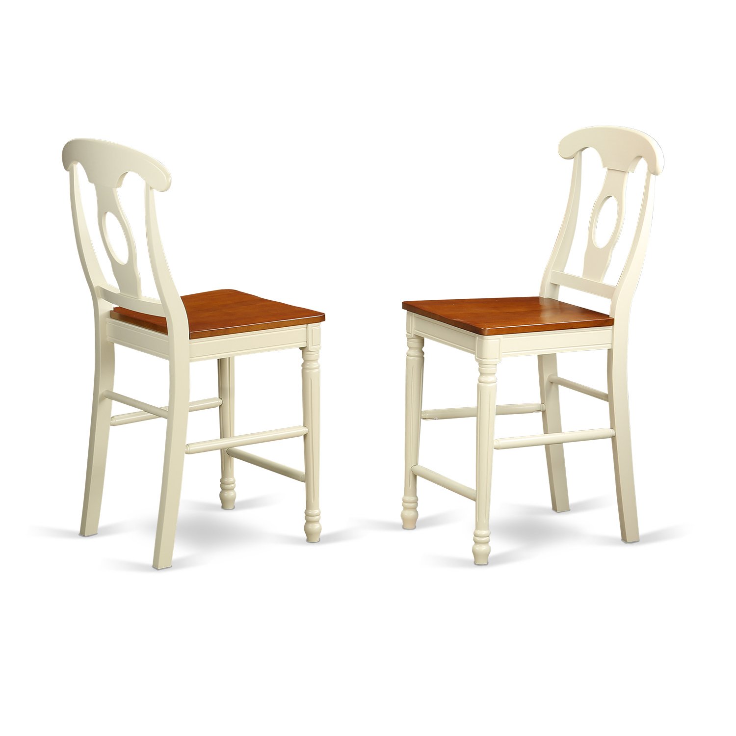 East West Furniture VNKE3-WHI-W 3-Piece Kitchen Counter Set - 36x36 Inch Square Dining Table & 2 Chairs, Buttermilk & Cherry Finish - Space-Saving Solution for Small Kitchens, Apartments & Breakfast Nooks