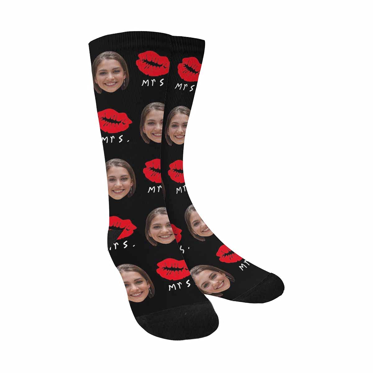 Custom Photo Socks - Personalized Sublimated Crew Socks with Your Face or Design - Great for Gifts, Couples & Special Occasions