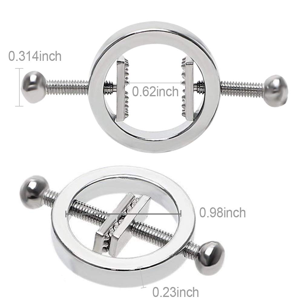 Premium FST Stainless Steel Nipple Clamps - Adjustable Round Clamp Set for Women, Sensual Body Restraints & BDSM Toys - Perfect for Couples Play, Roleplay & Spicing Up Your Intimate Moments