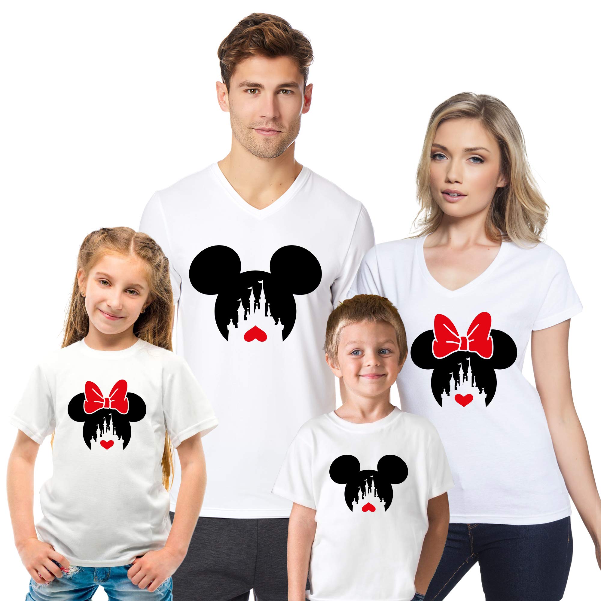 **Cali Trend Station Family Matching T-Shirts - Mickey & Minnie Mouse Heart Design - Perfect for Disney Vacations, Family Photos & Theme Park Outfits**