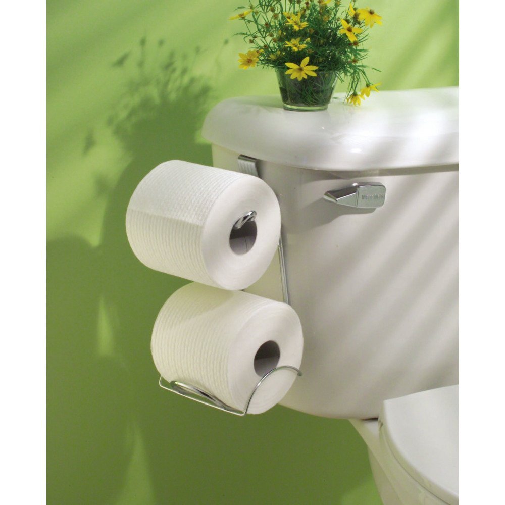 iDesign Classico Steel Toilet Paper Holder - Chrome Over the Tank Bathroom Tissue Organizer | Space-Saving Toilet Paper Storage for Small Bathrooms & Powder Rooms