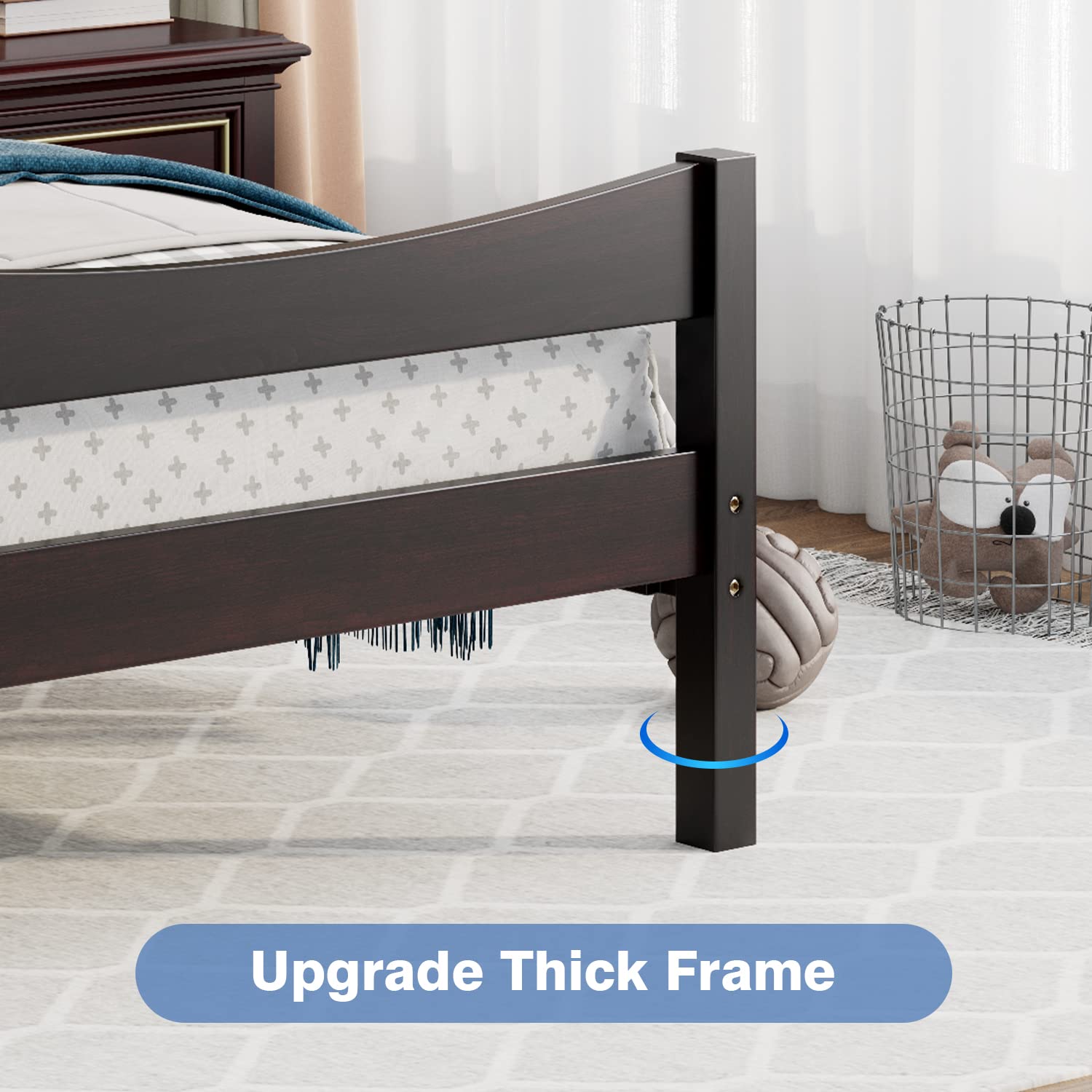 NAFOR Twin Size Wood Bed Frame with Headboard & Footboard - Solid Pine Platform Bed for Kids & Teens, No Box Spring Needed, Espresso Finish - Perfect for Bedrooms, Dorms, and Guest Rooms