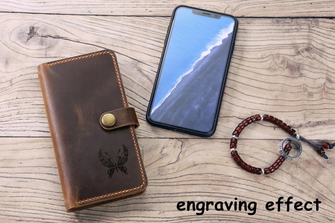 Personalized Distressed Leather Wristlet Wallet Case for iPhone 16 15 14 13 12 Pro Max & Plus - Slim RFID Blocking Phone Cover with Card Slots - Perfect for Travel, Shopping & Everyday Use